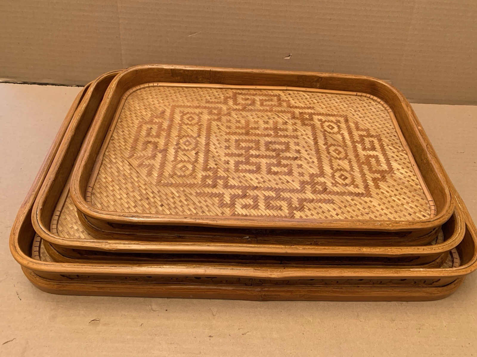 Vintage Lillian Vernon Lacquered Wood Trays Set of 3