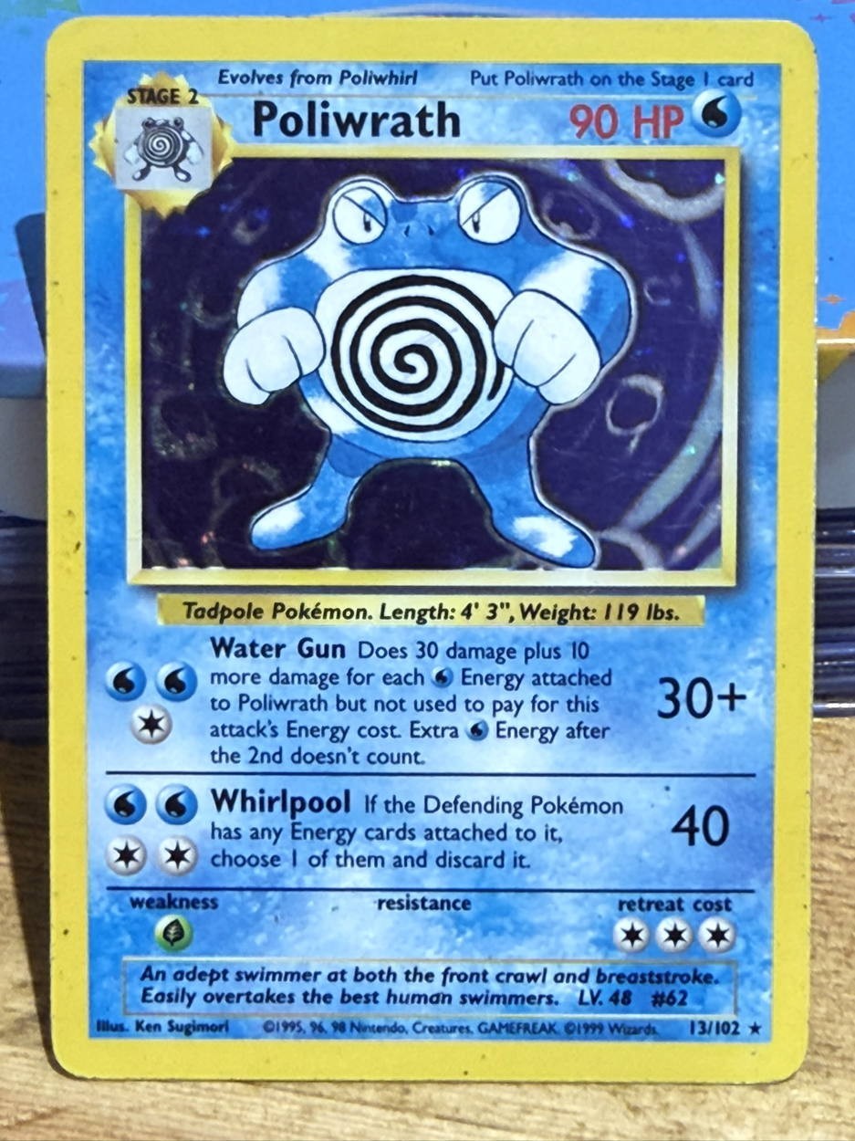 Pokémon TCG Poliwrath 13/102 Holo Rare Base Set HP