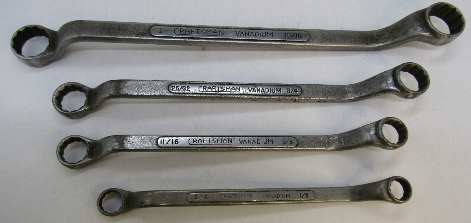 Rare Vintage Craftsman Vanadium Deep Off Set Box Wrenches Set of 4.