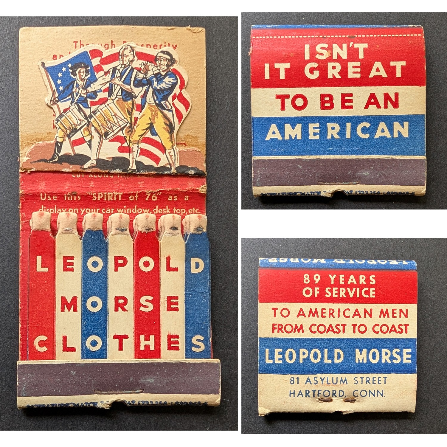Feature Matchbook Leopold Morse Clothes Hartford CT