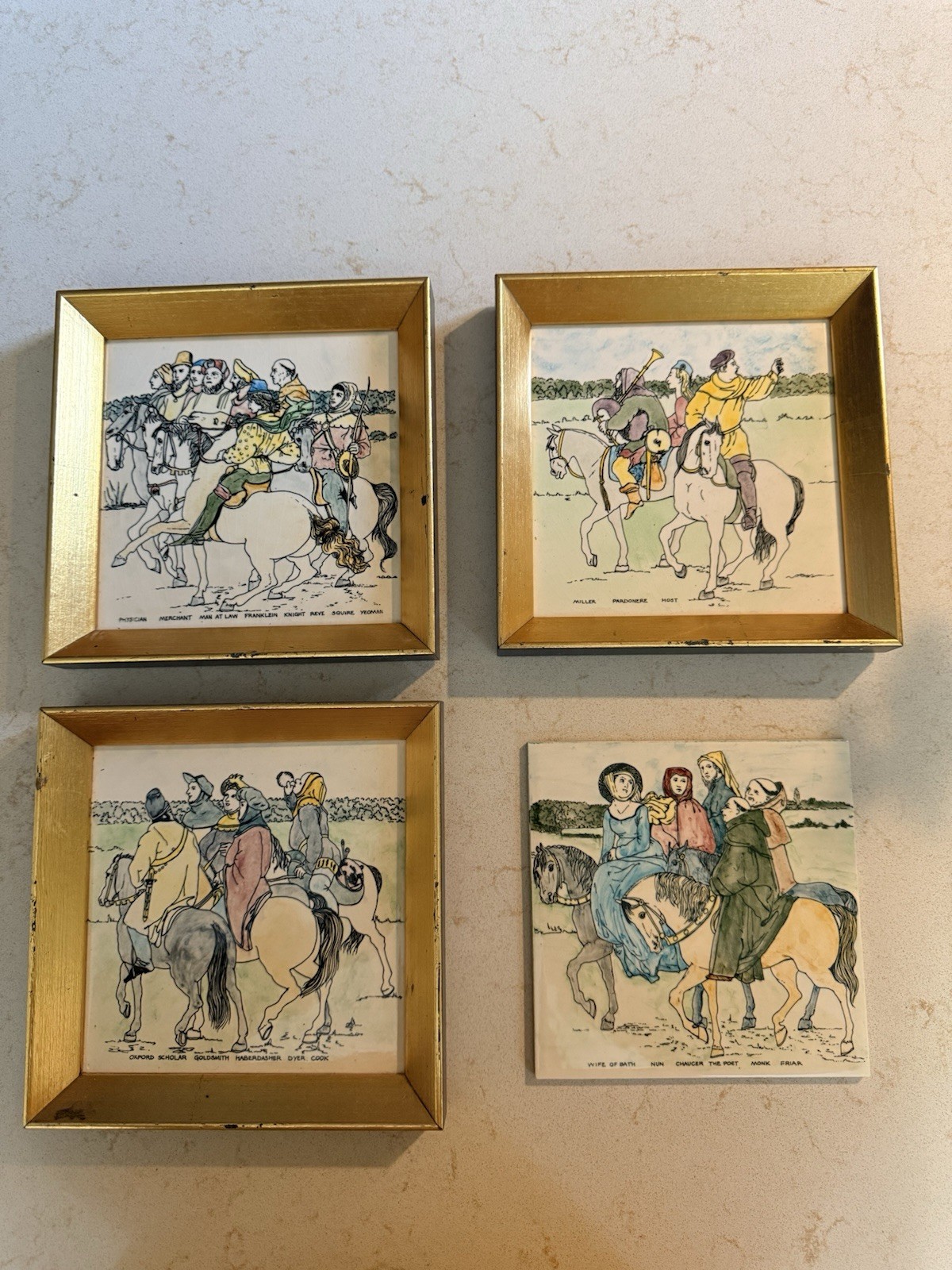Set of 4 H & R Johnson Ceramic Tiles All Different Physician Oxford Miller Etc.