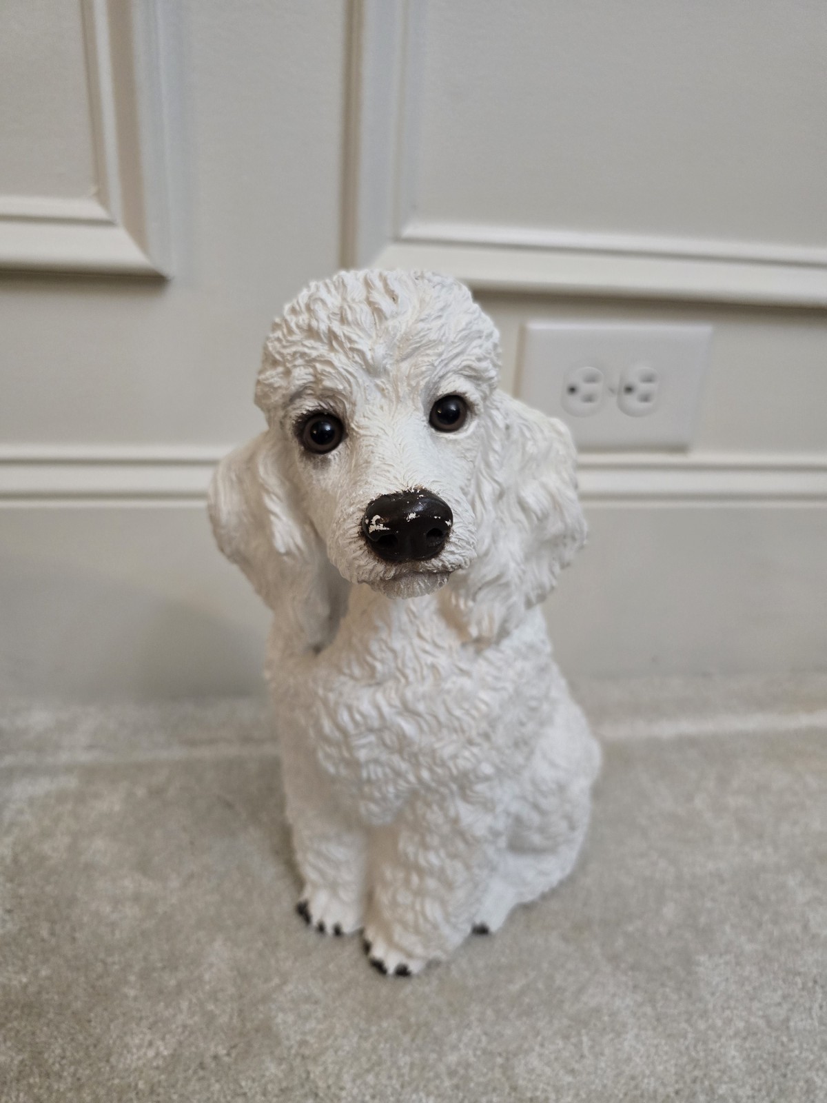 Vintage 1984 White Poodle Statue 12” Universal Statuary Corp #323 USA Retro