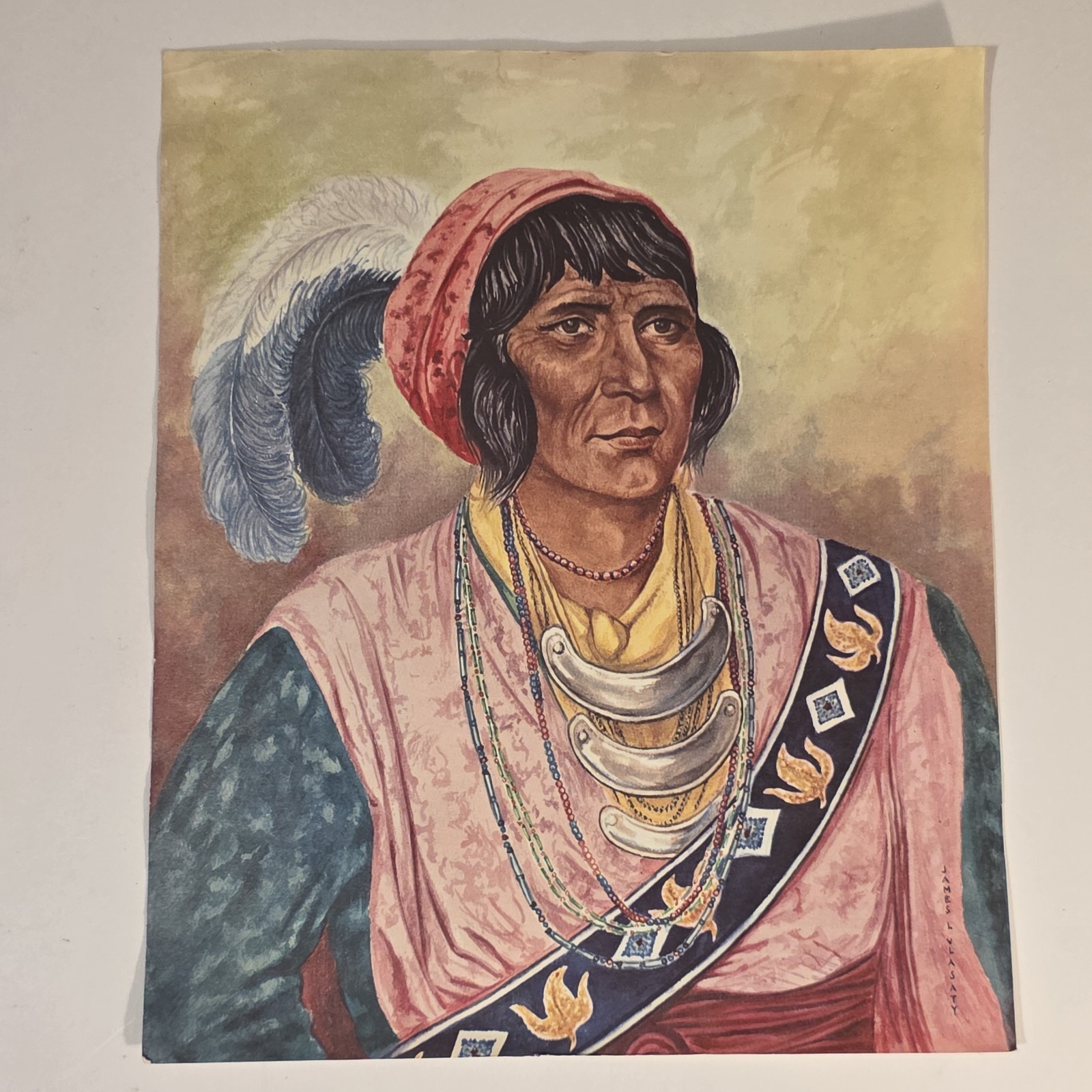 Osceola Seminole Print- Native American Indian Art Vintage James Vlasaty 10x12