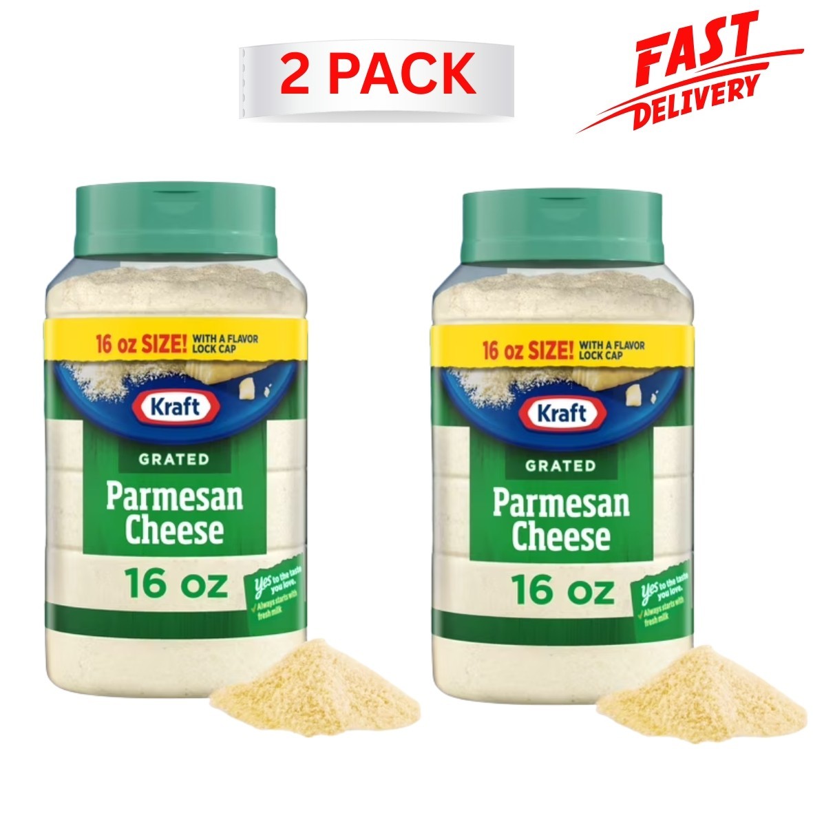 Kraft Parmesan Grated Cheese, 16 oz Shaker ( Pack of 2 )