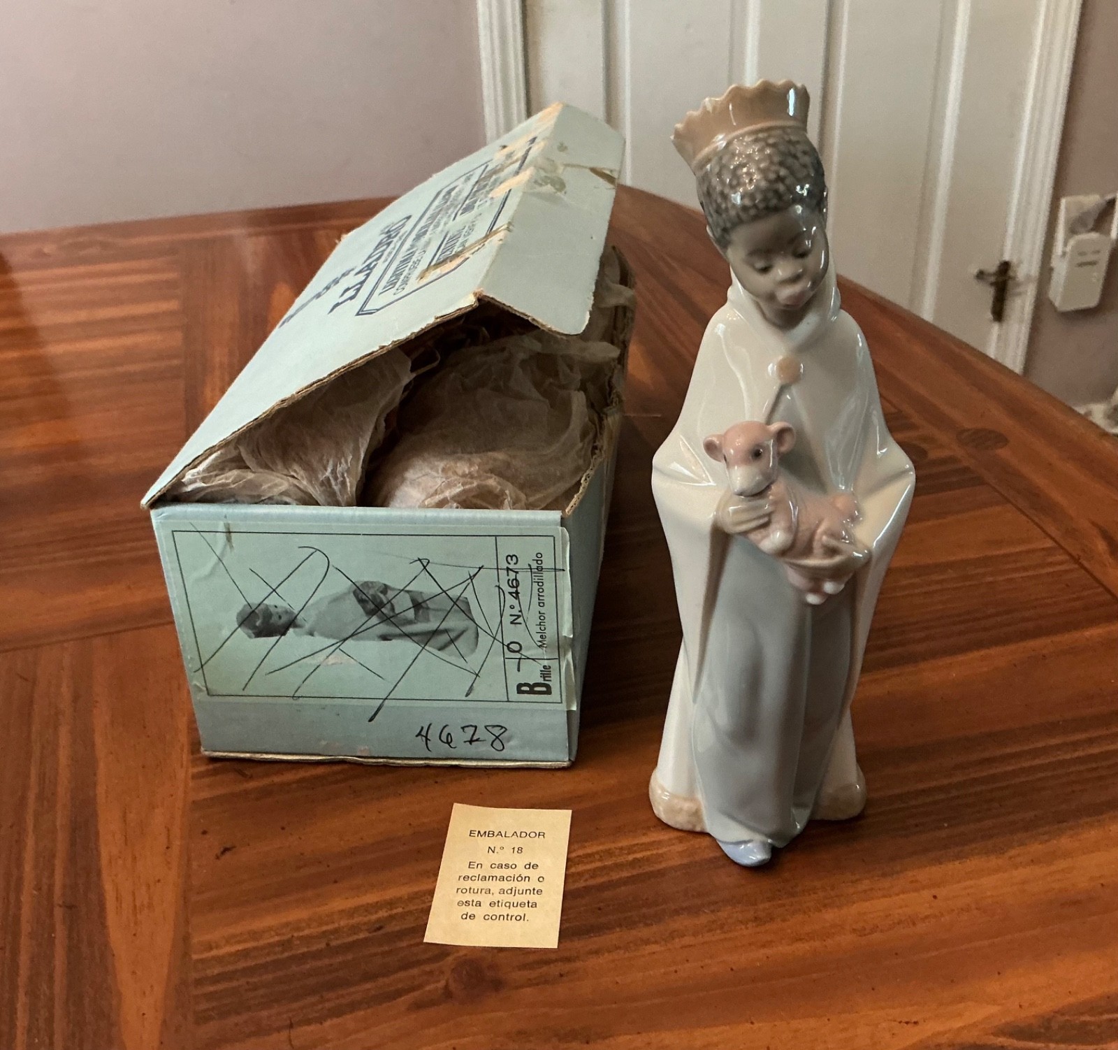 Vtg Lladro 4675 King Balthasar Nativity Gloss Retired Figurine Spain Wiseman Box Vtg Lladro 4675 King Balthasar Nativity Gloss Retired Figurine Spain Wiseman Box