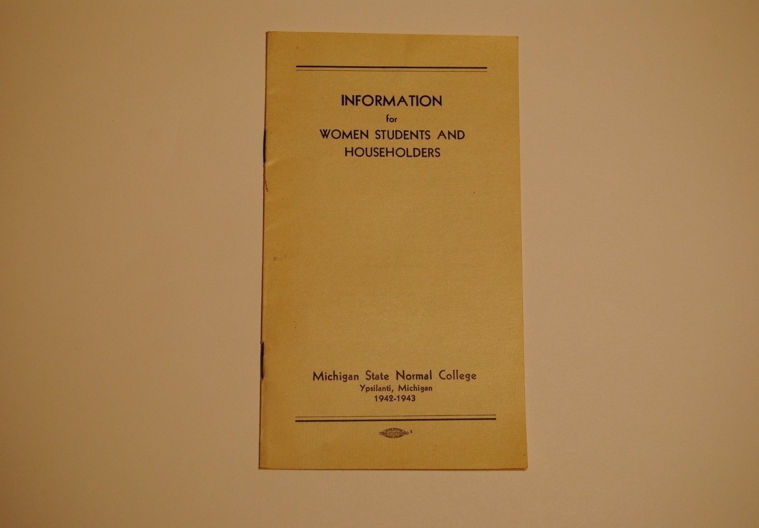 Vintage 1942 Information for Women Students Householders MI State Normal College