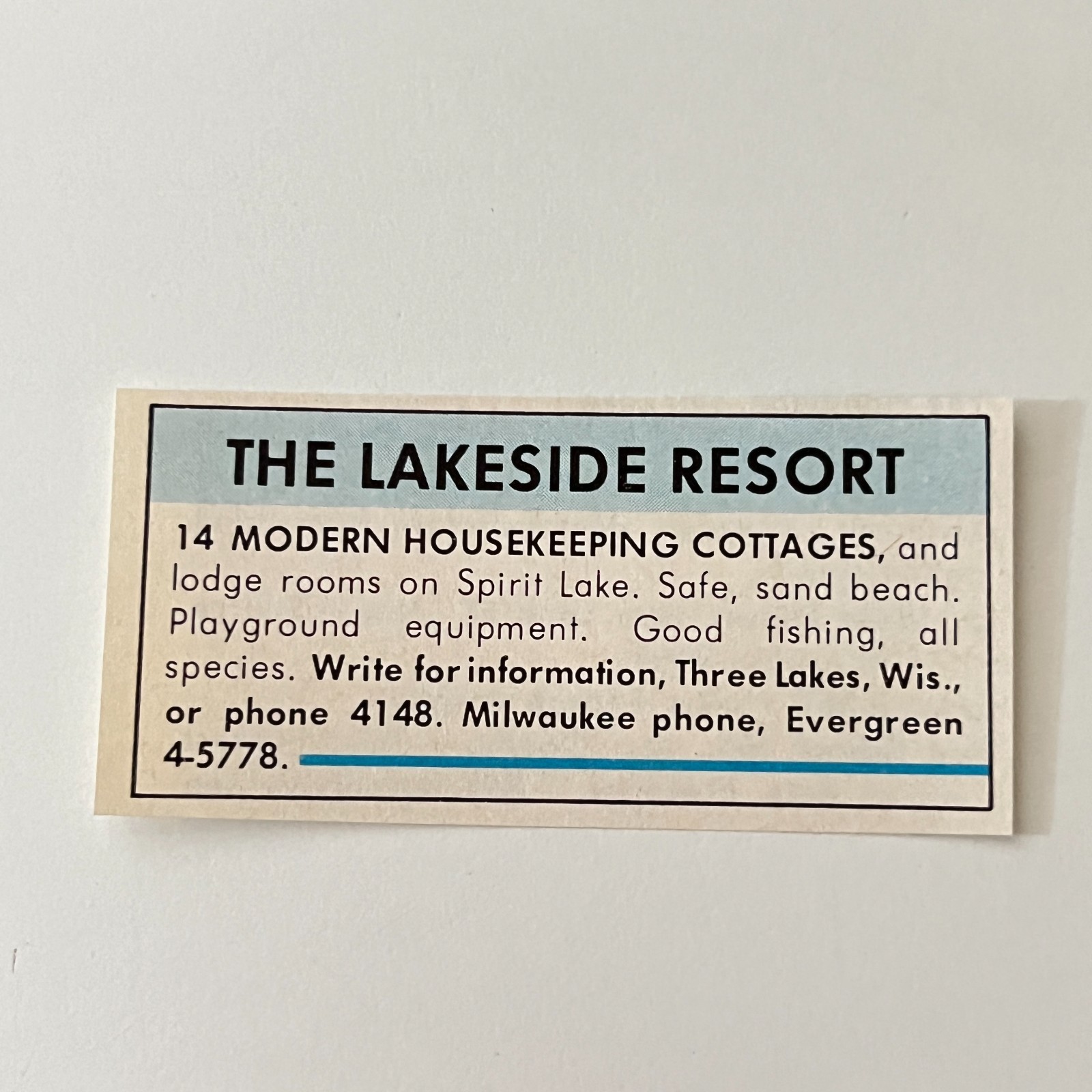 Lakeside Resort Modern Housekeeping Cottages Three Lakes WI 1963 WI Ad TAK2-S7