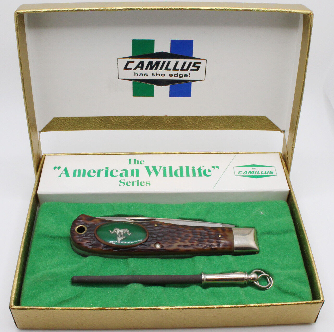 Vintage Camillus American Wildlife Series Big Horn Sheep Bullet Trapper Knife 10