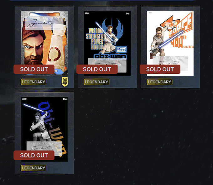 Star Wars Card Trader 2020 LEGENDARY-Live Signatures-Obi-Wan Kenobi-3Cards+Award