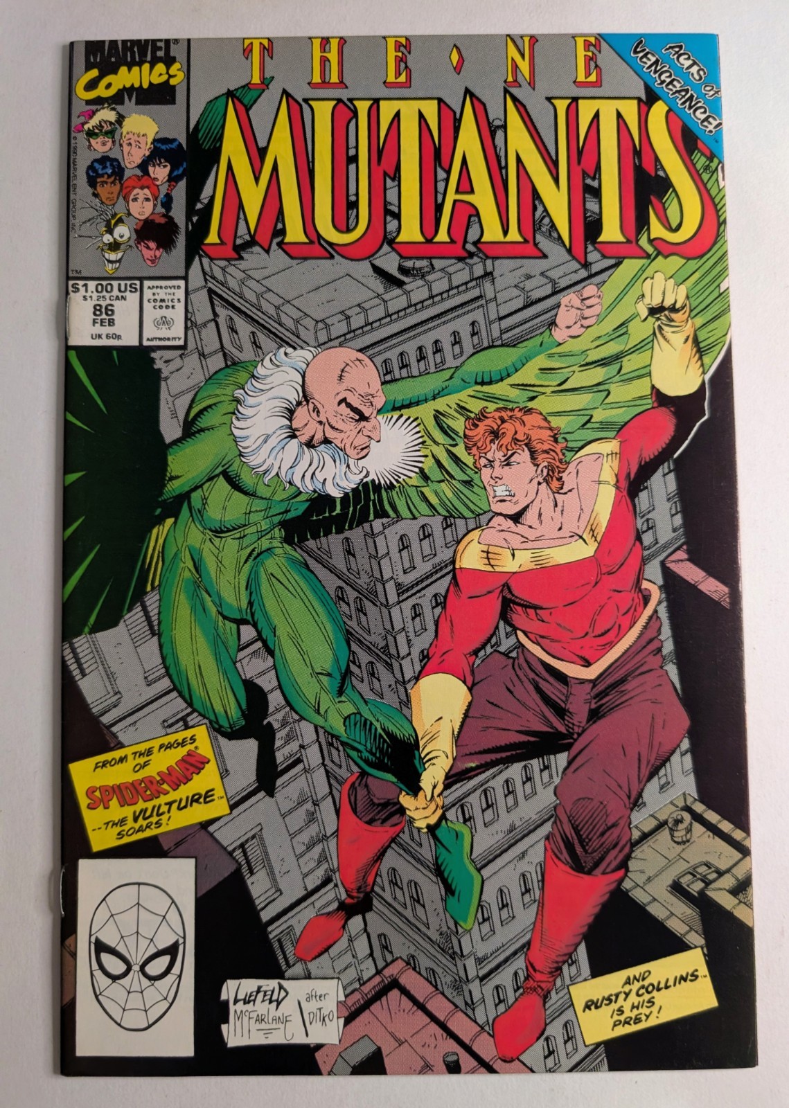 NEW MUTANTS 86 ACTS OF VENGEANCE VULTURE COVER ROB LIEFELD ART MARVEL 1990 NM NEW MUTANTS 86 ACTS OF VENGEANCE VULTURE COVER ROB LIEFELD ART MARVEL 1990 NM