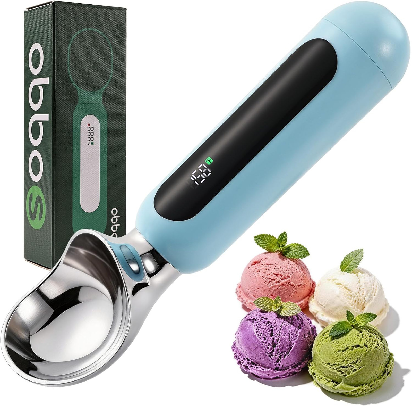 Heated Ice Cream Scoop, Rechargeable Electric Ice Cream Scoop (Blue)