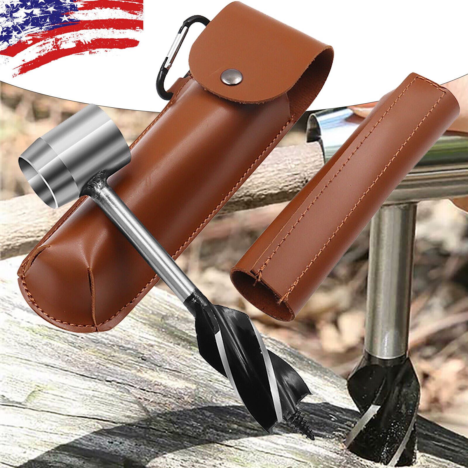 Manual Hand Auger Wrench Outdoor Survival Wood Gear Drill Kit for Bushcraft Tool