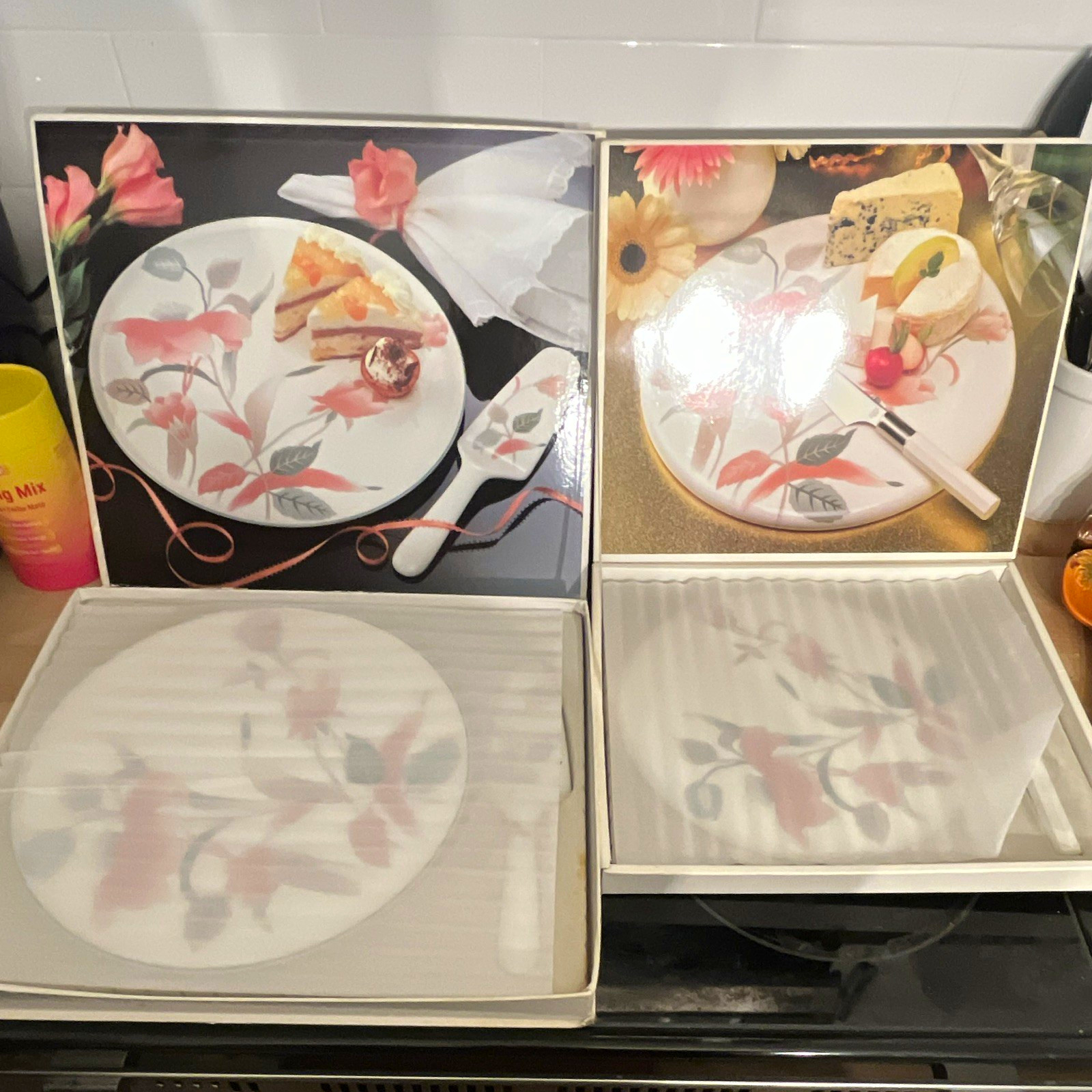 Mikasa FX003 Silk Flowers Cake & Cheese Serving Set Made in Japan