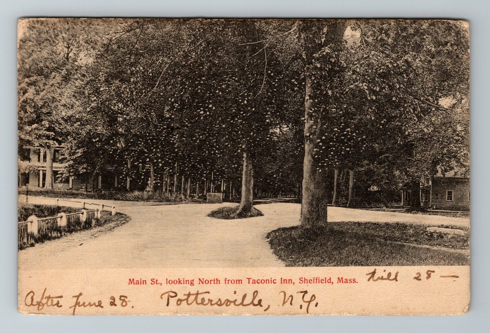 Sheffield MA-Massachusetts, Main Street from Taconic Inn, c1909 Vintage Postcard
