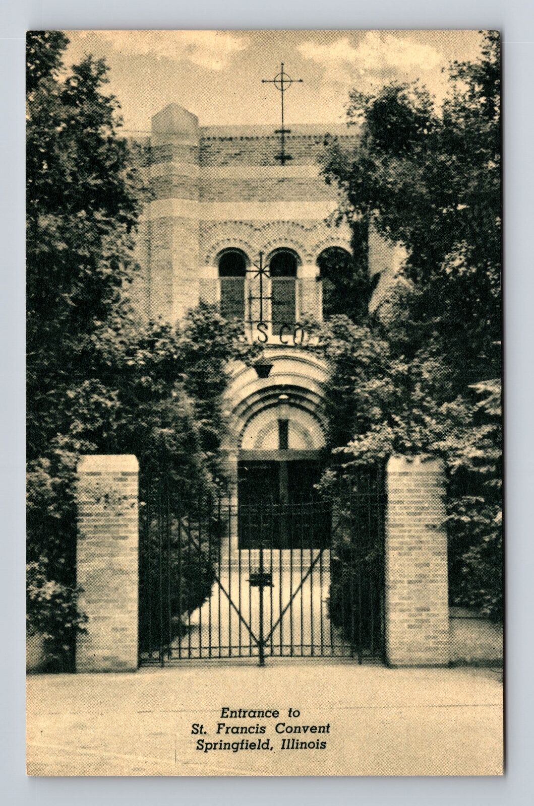 Springfield IL-Illinois, Entrance To St Francis Convent, Vintage Postcard
