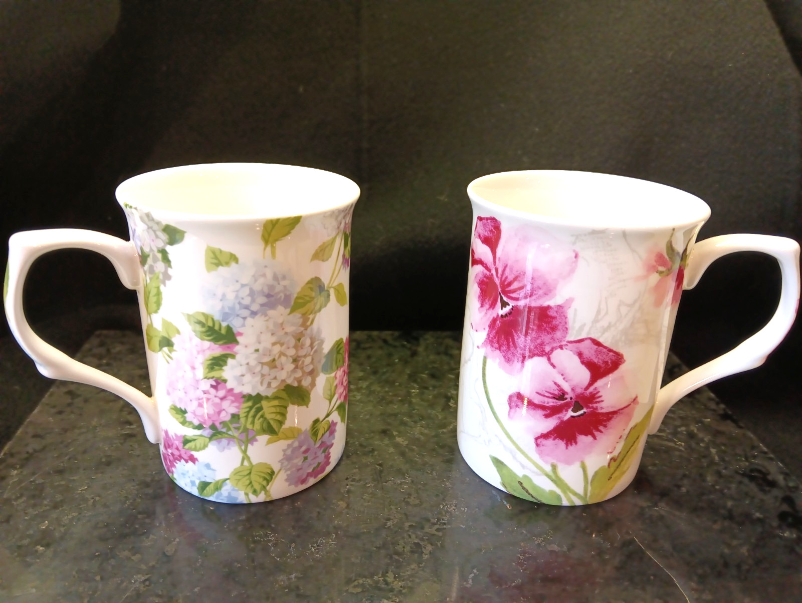 Stechcol Gracie Bone China Floral Coffee Cups Mugs Set of 2