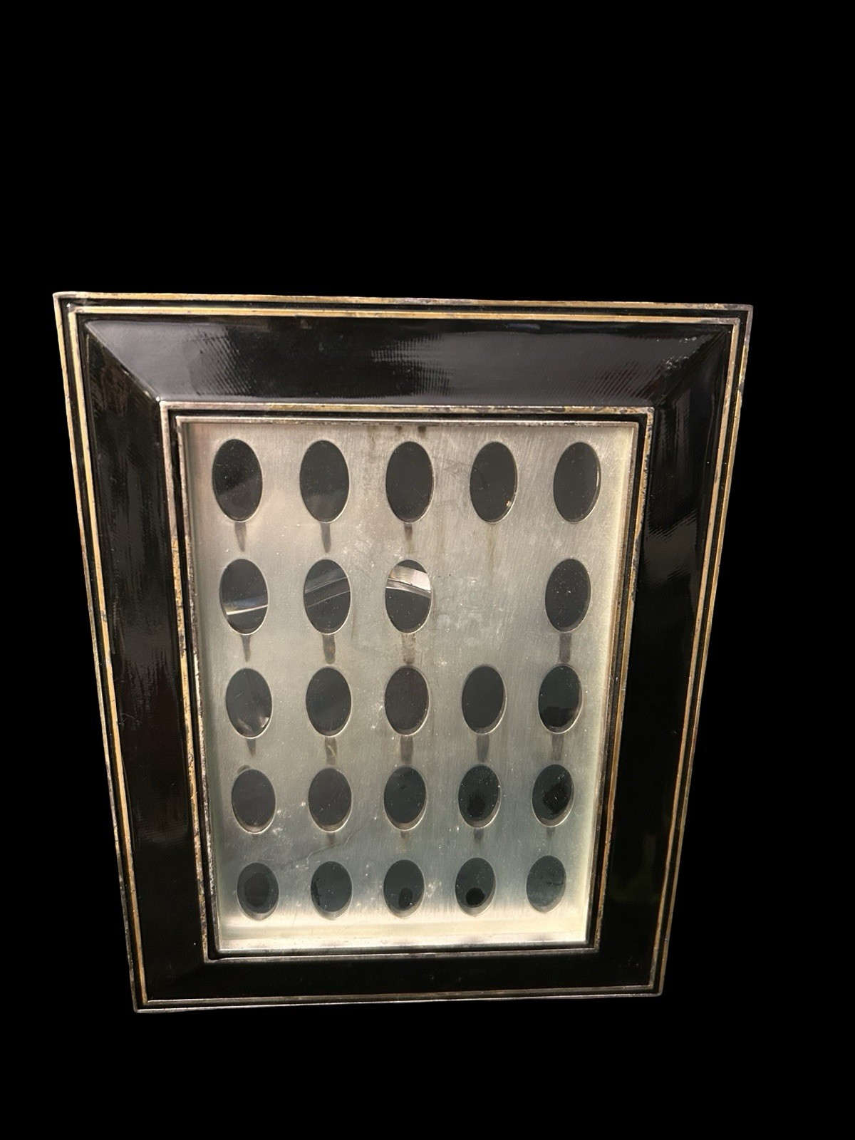 RARE Jay Strongwater Black Enamel Picture Frame Fits 7x5 Photo Metal Holes READ