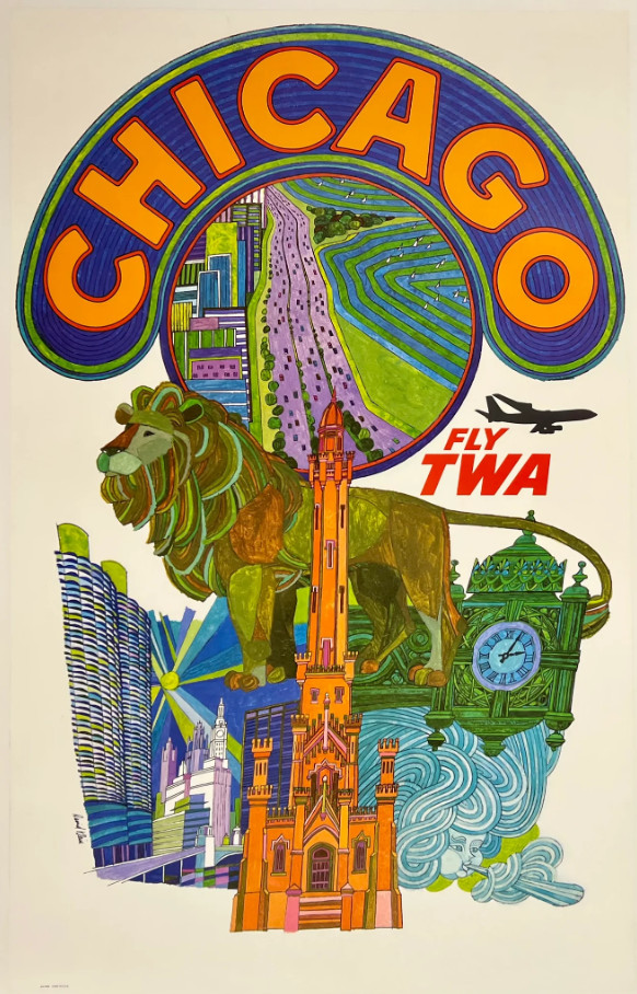 TWA Vintage Chicago Poster