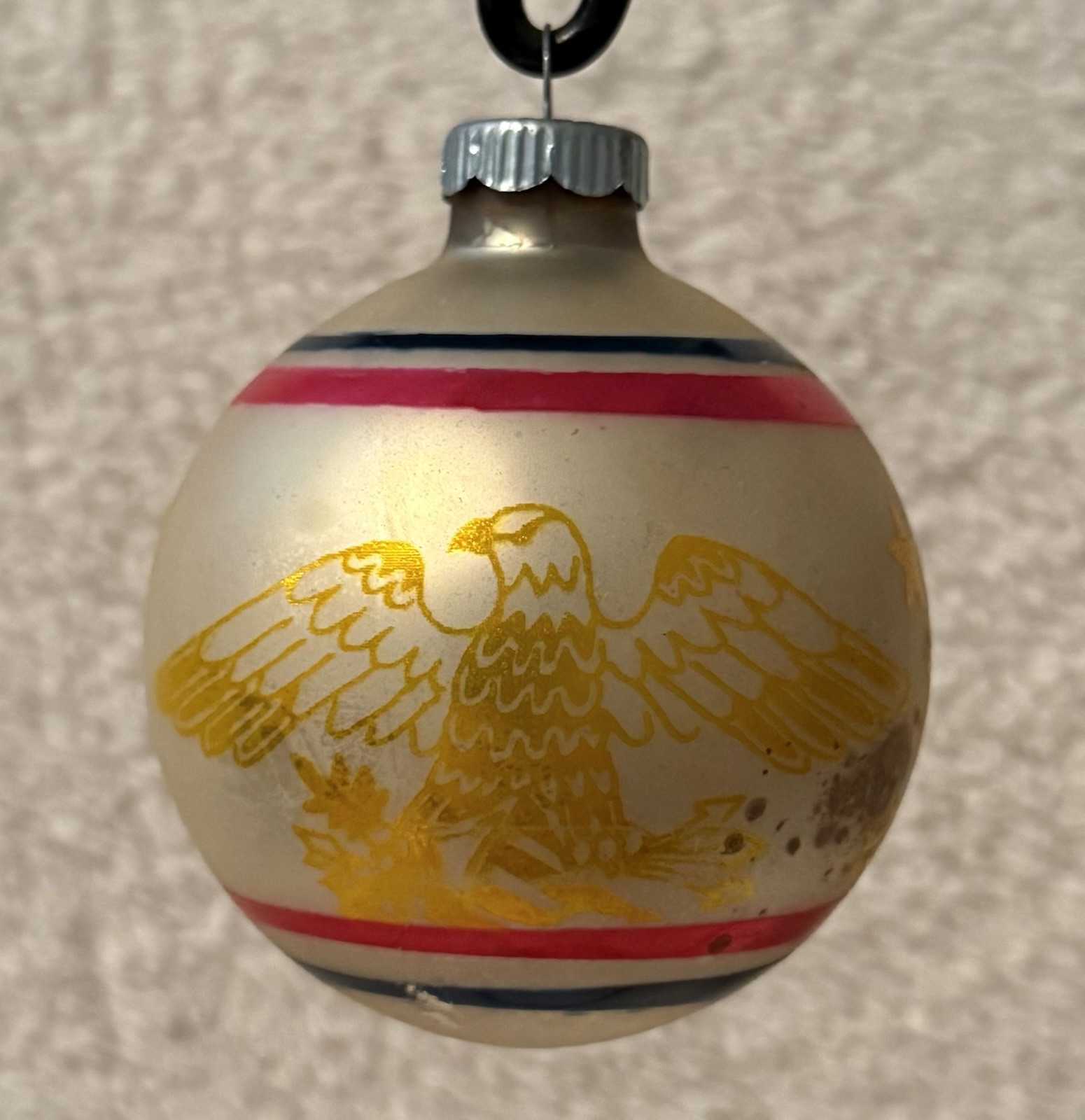 Vintage Glass Bicentennial Eagles Shiny Brite Christmas Ornament 3”