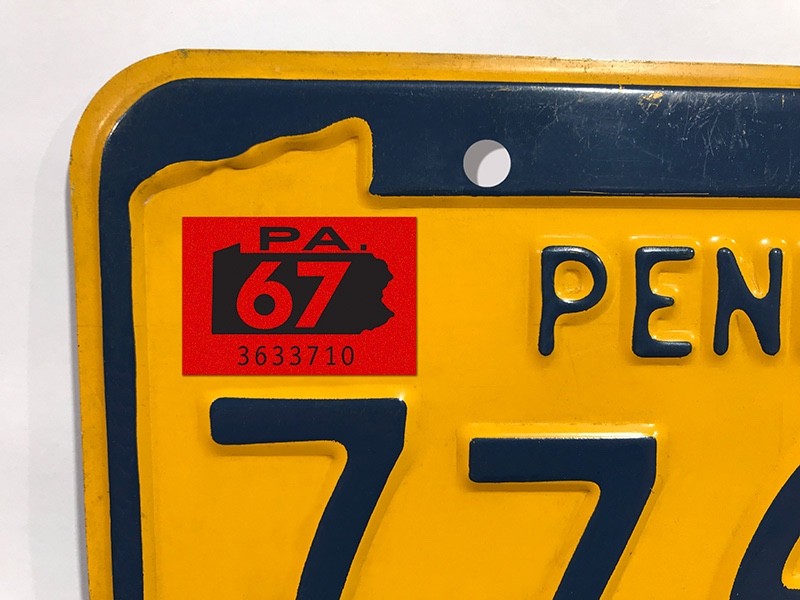 1967 Pennsylvania License Plate Registration Sticker, PA, Classic, Vintage, Tag 1967 Pennsylvania License Plate Registration Sticker, PA, Classic, Vintage, Tag