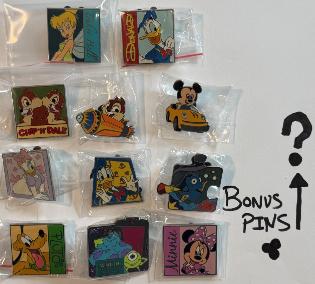 Exact Disney Trading Pin Lot of 10 Pins No Duplicates plus 2 Random Bonus Pins