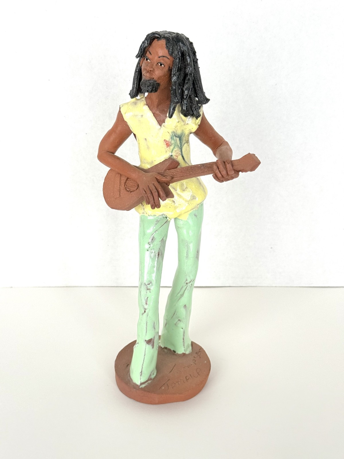 *RARE* Vintage Jamaican Rastafarian Guitar Musician Man Clay Figurine Hand Made