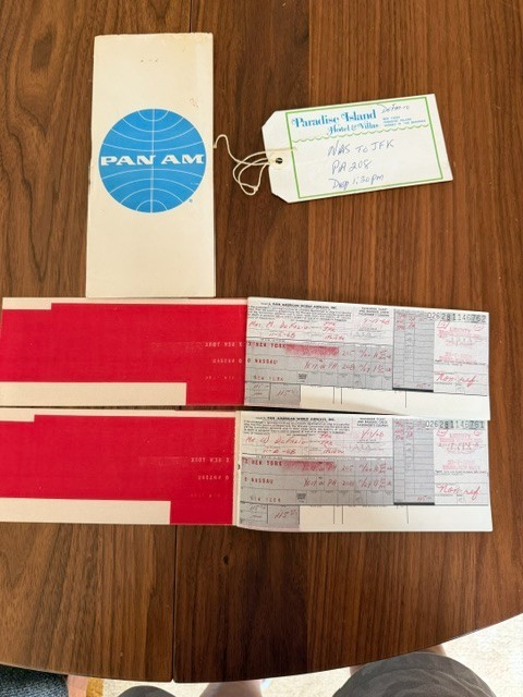 1968 Pan Am Ticket Lot Nassau NAS to JFK Flight 208 Boarding Pass Pan American