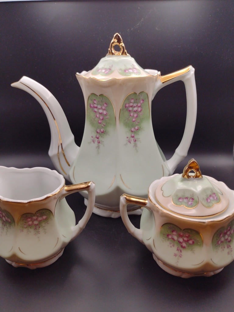 Lefton China Mint Green w/Small Flowers Coffee/Tea Set Hand Painted 4244/4245 Lefton China Mint Green w/Small Flowers Coffee/Tea Set Hand Painted 4244/4245