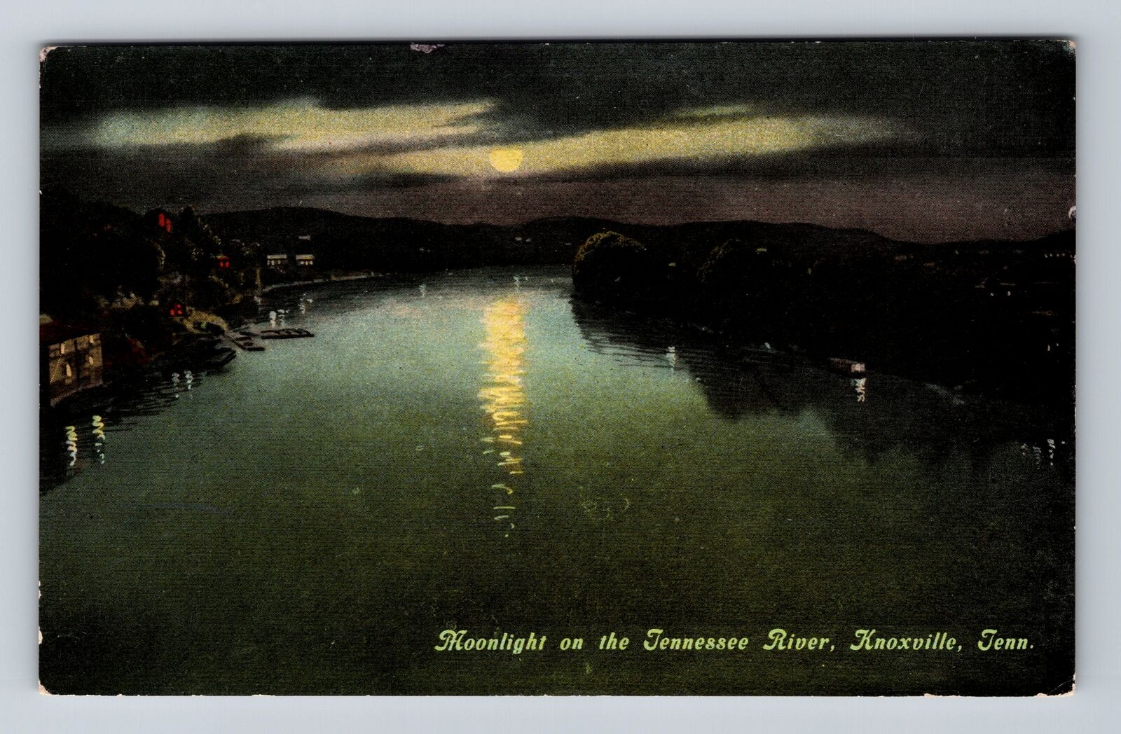 Knoxville TN-Tennessee, Moonlight on Tennessee River, Vintage Postcard