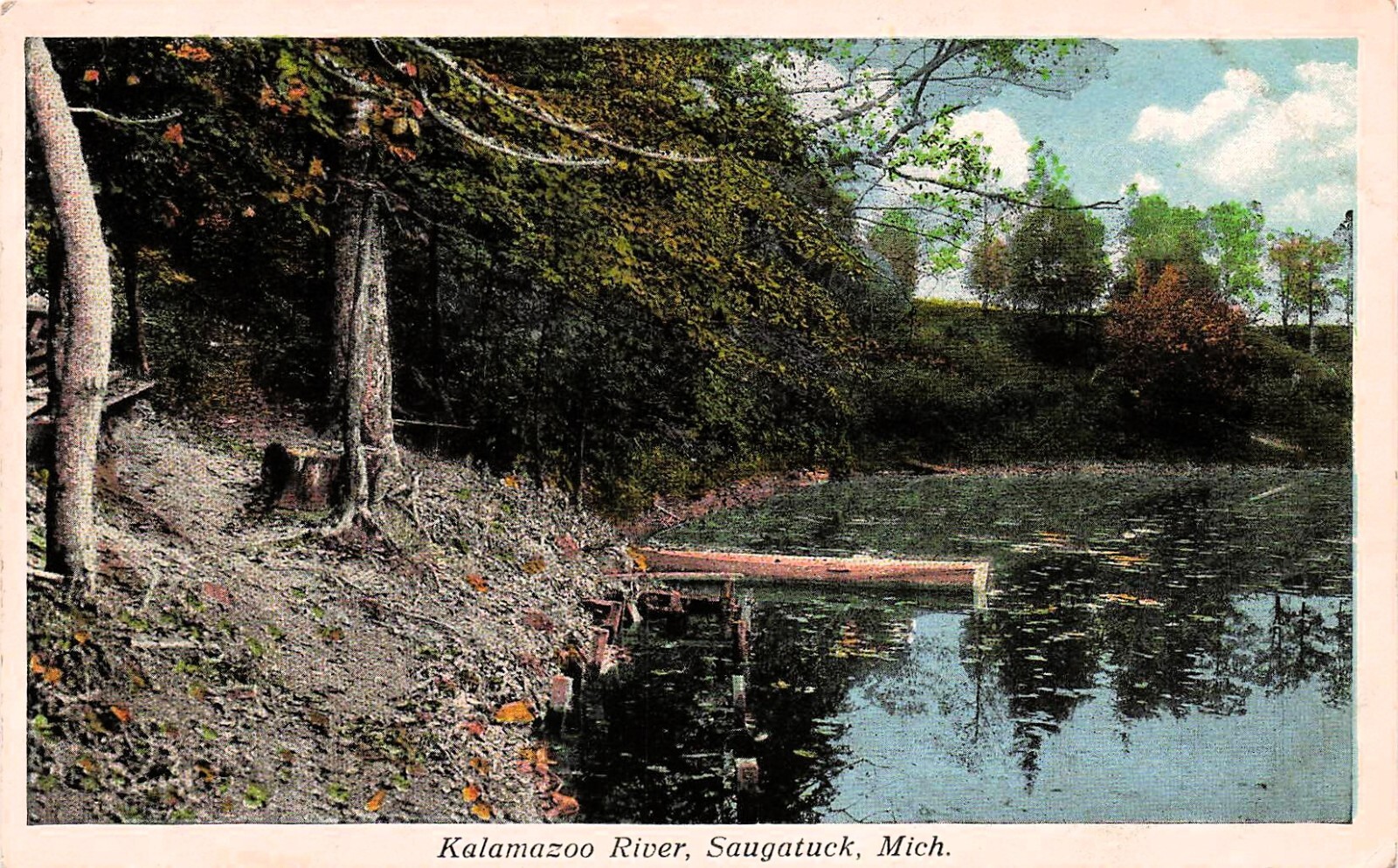 Saugatuck Kalamazoo River MI Michigan Allegan County Early 1900s Postcard E58