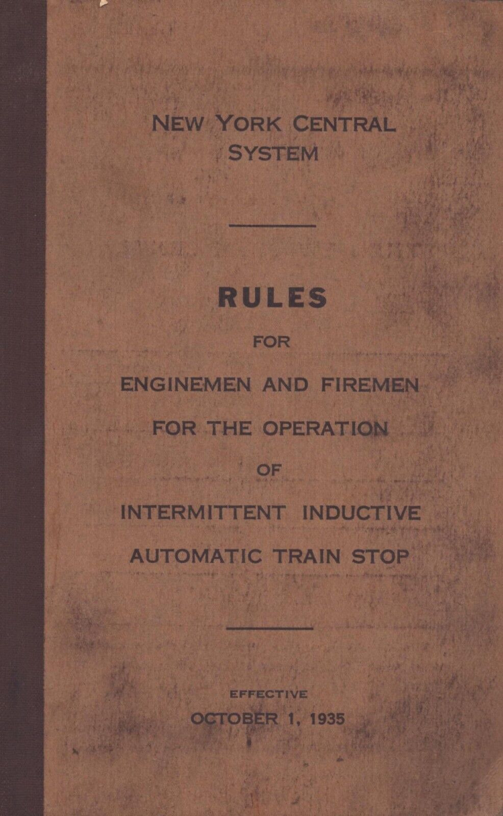 Vintage 1935 The New York Central Railroad - Rules - Automatic Train Stop