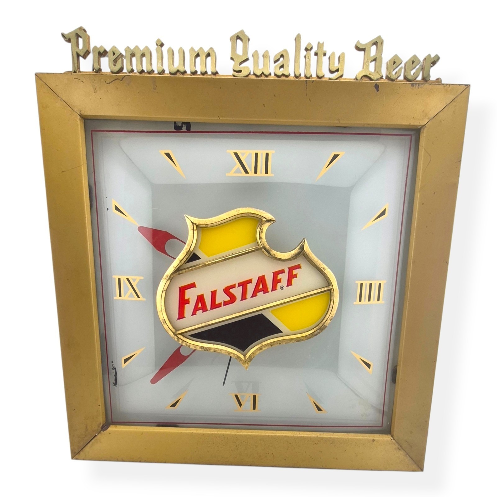 Vintage 1953 Falstaff Beer Lighted Sign Clock Price Bros St Louis Mo WORKING