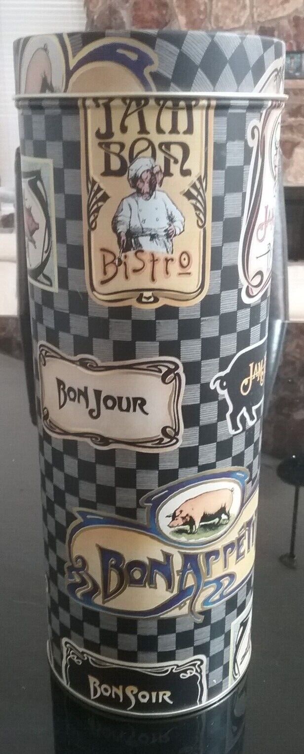 Vintage Bon Appetite Bonjour French Tin By Jam Bon, great condition