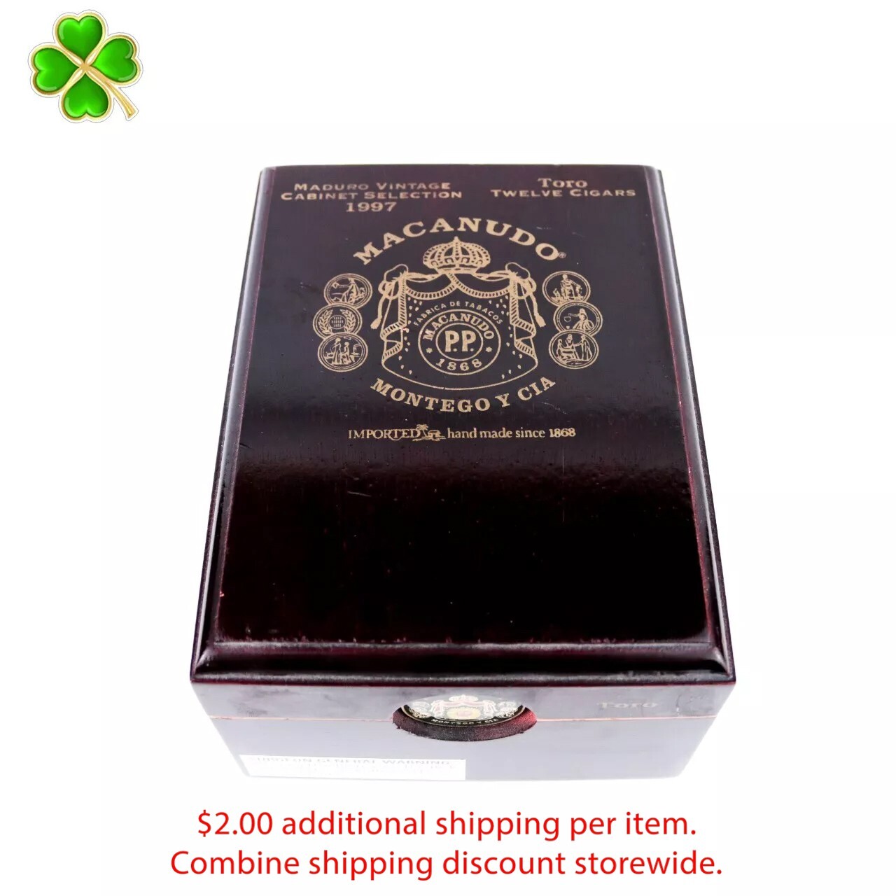 Macanudo Toro Vintage 1997 Maduro Empty Wood Cigar Box 7.5\ Macanudo Toro Vintage 1997 Maduro Empty Wood Cigar Box 7.5\