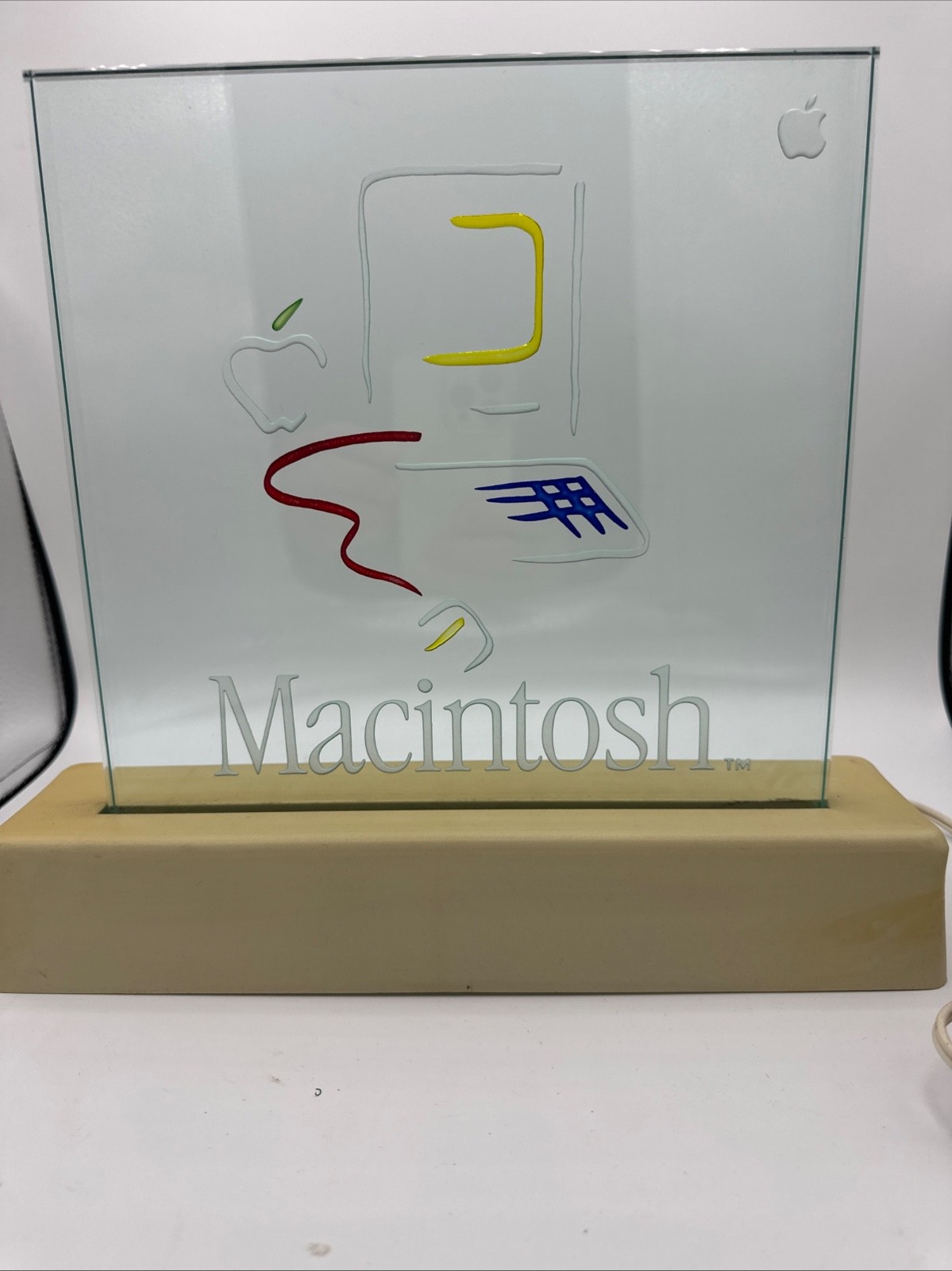 Original Apple Macintosh Glass Picasso Dealer Display Sign Vintage