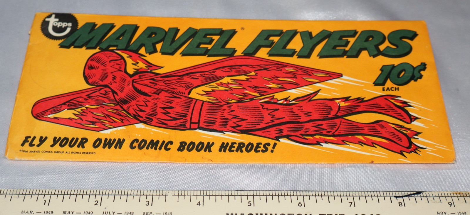 Rare 1966 Topps Marvel Flyers Empty 10 cent Wrapper Human Torch MMMS VTG 60s