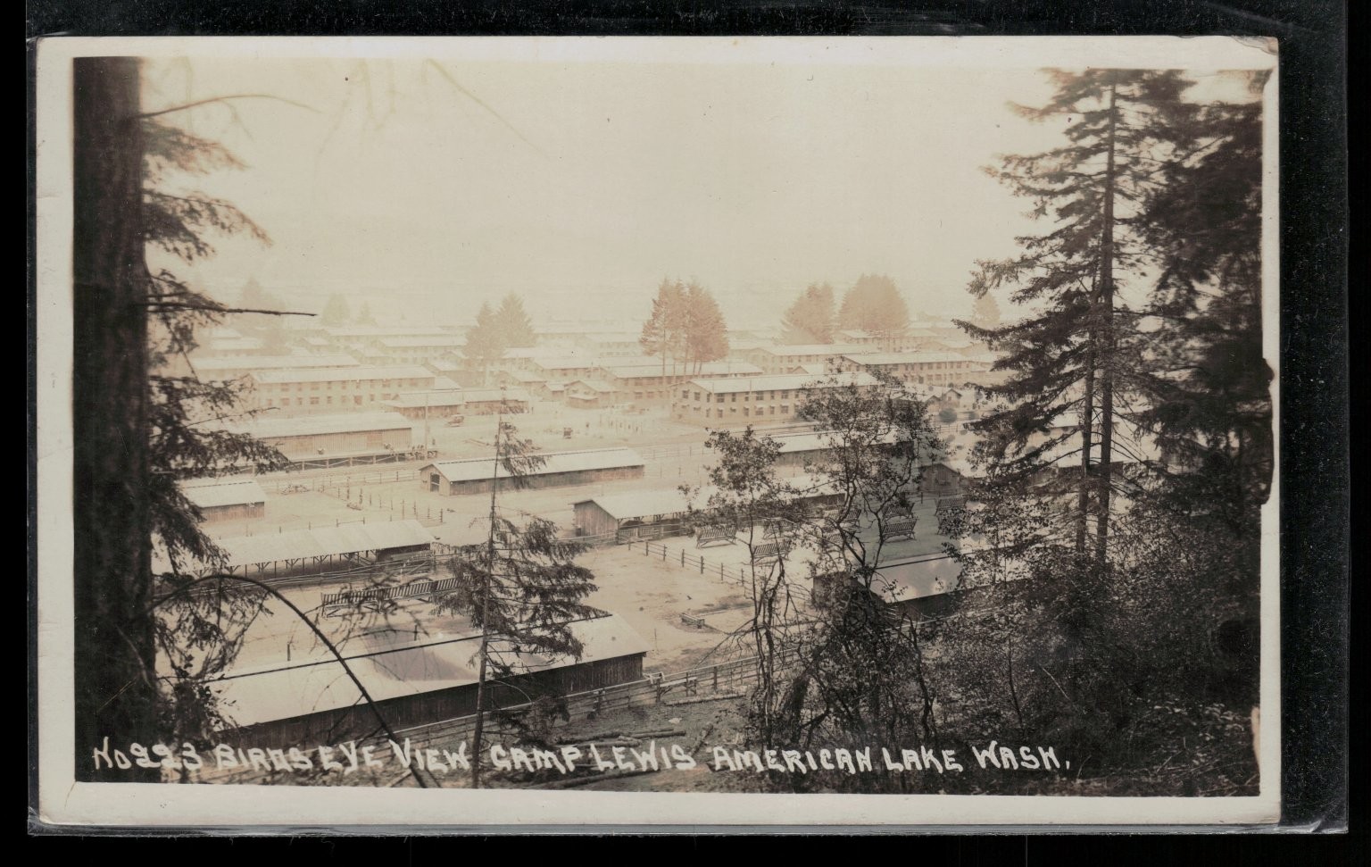RPPC Camp Lewis American Lake Washington Birds Eye View WWI Era Postcard