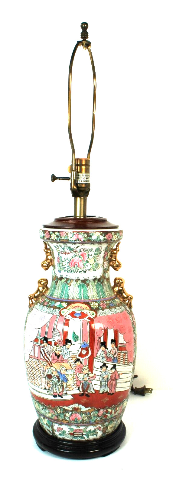 Vintage Porcelain Famille Rose Chinoiserie Table Lamp