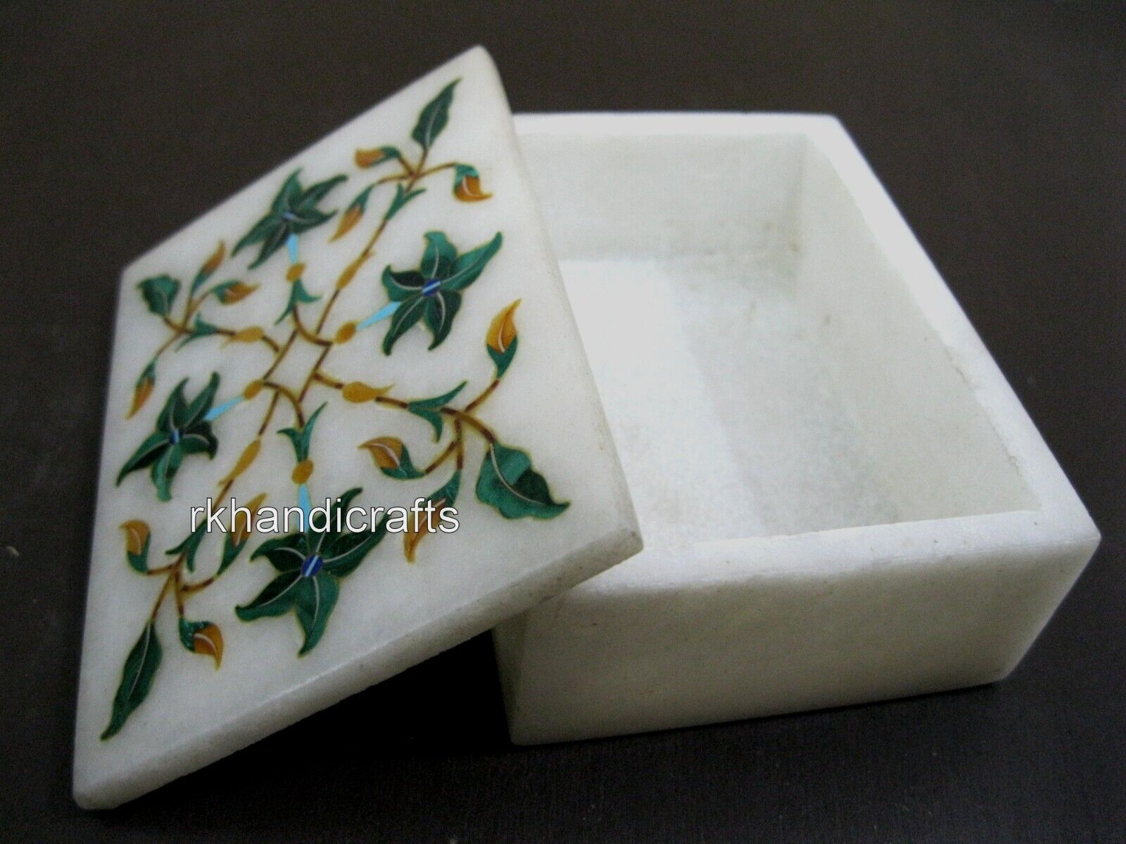 3 x 2 Inches Marble Jewelry Box Antique Pattern Inlay Work Corporate Gift Box