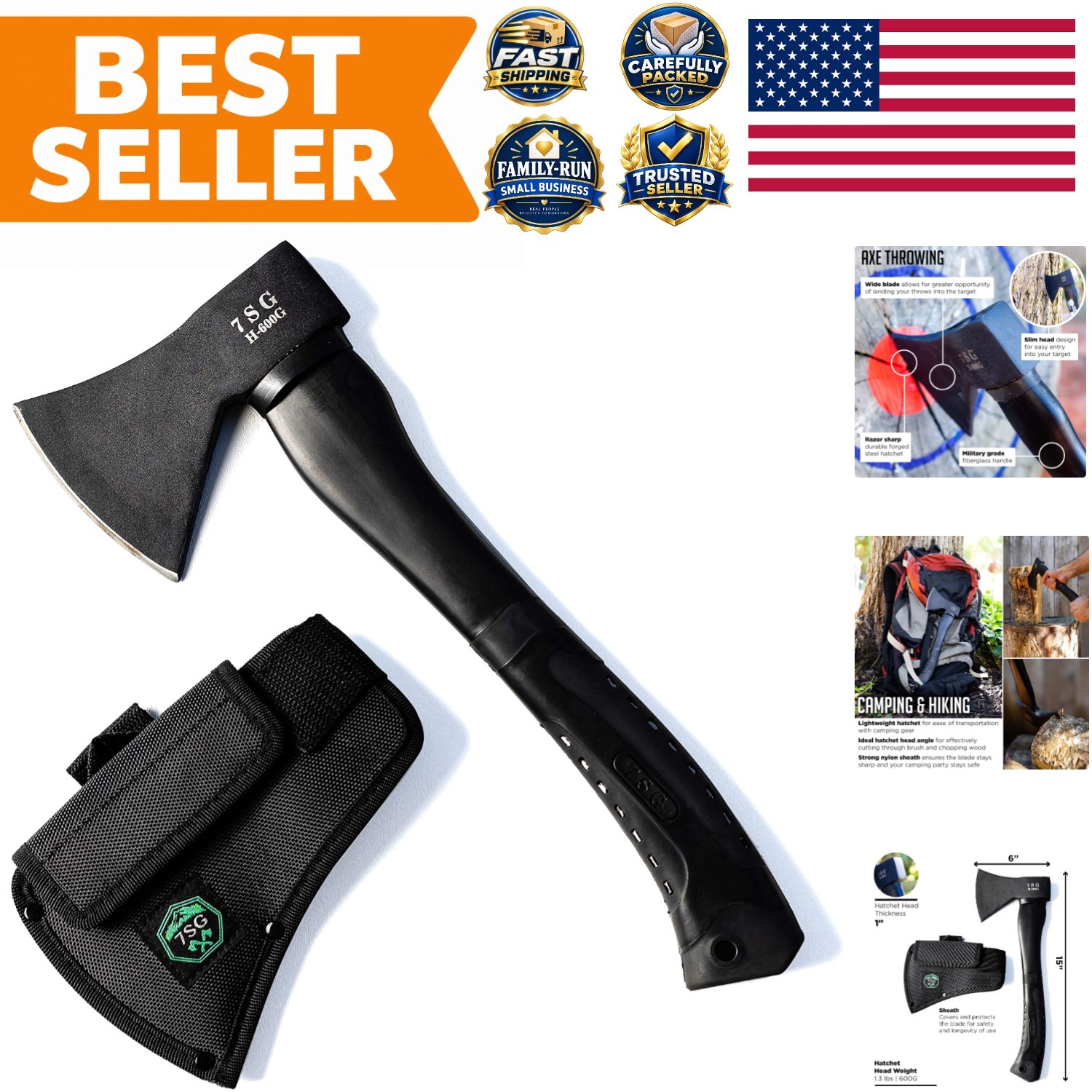 Camping Axe - Camping Hatchet with Sheath -Survival Throwing Axe - Survival H...