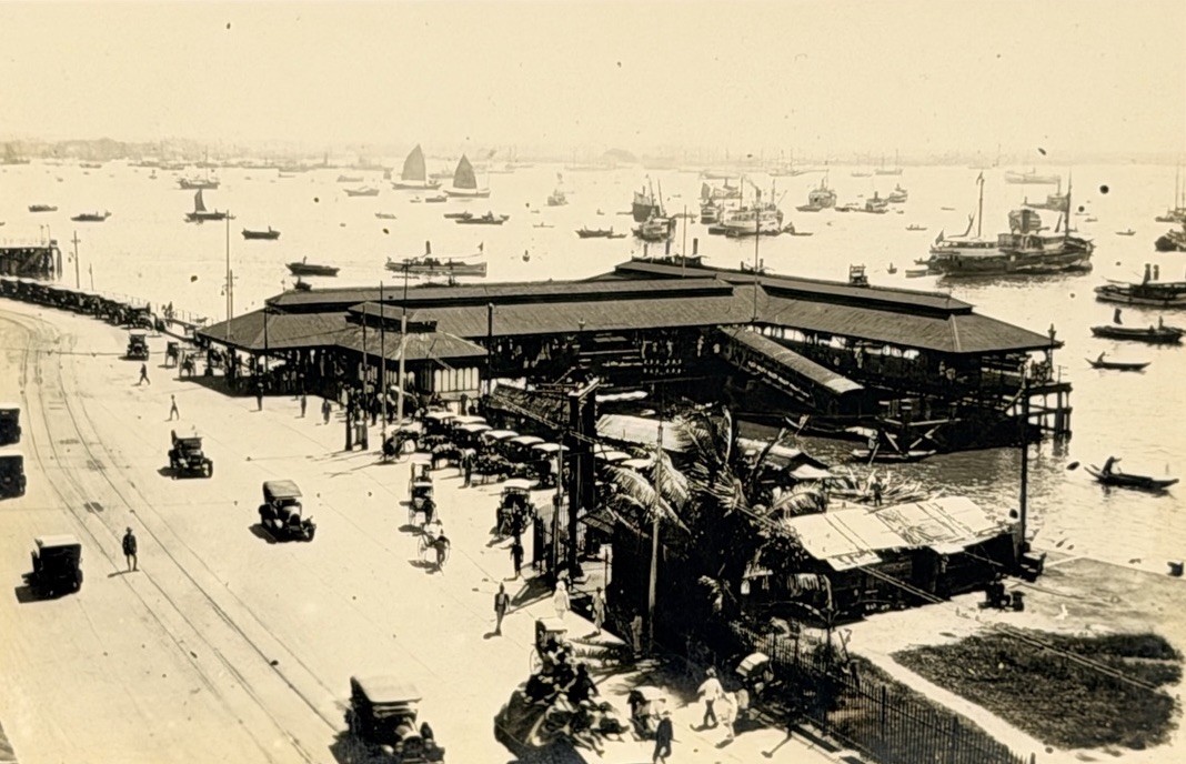 RPPC Singapore Johnston\'s Pier Collyer Quay Postcard Harbour Cars c1920s