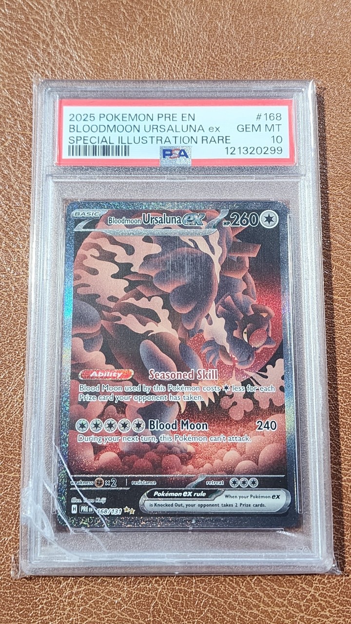 2025 Pokemon Prismatic Evolutions Bloodmoon Ursaluna ex 168/131 SIR PSA 10 GEM