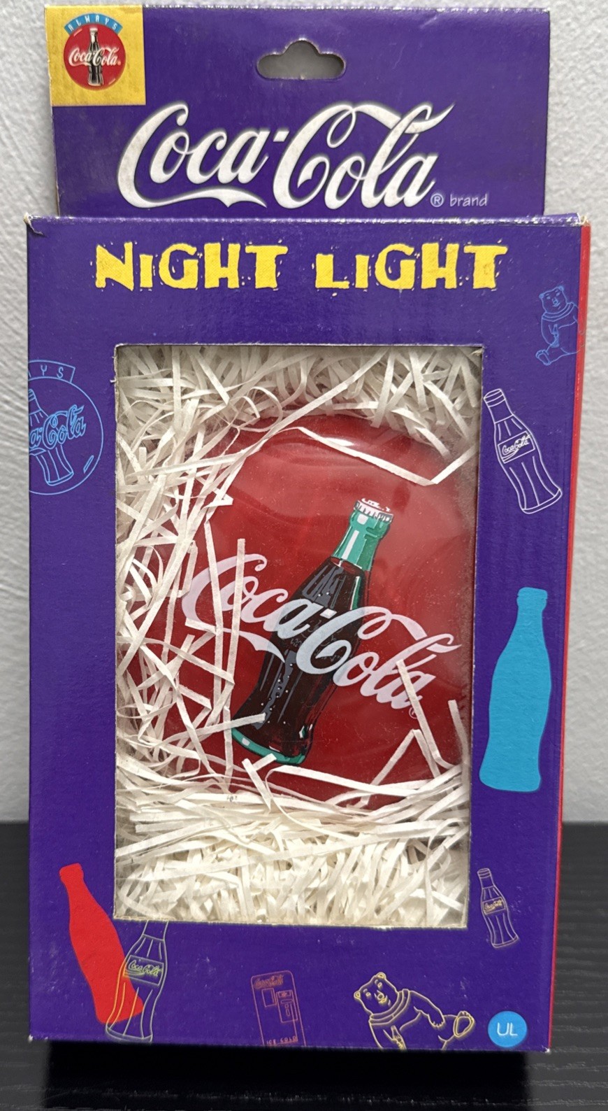 Vintage 1996 Coca-Cola Night Light Primal Lite Coke Bottle NOS Original Box