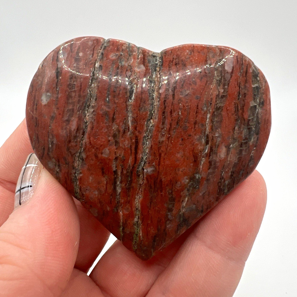 Red Jasper Heart – Polished Banded Crystal Heart