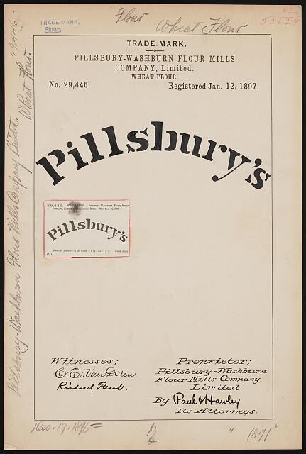 Pillsbury-Washburn Flour Mills Trademark Wheat Flour 1897 Pillsbury\'s Brand
