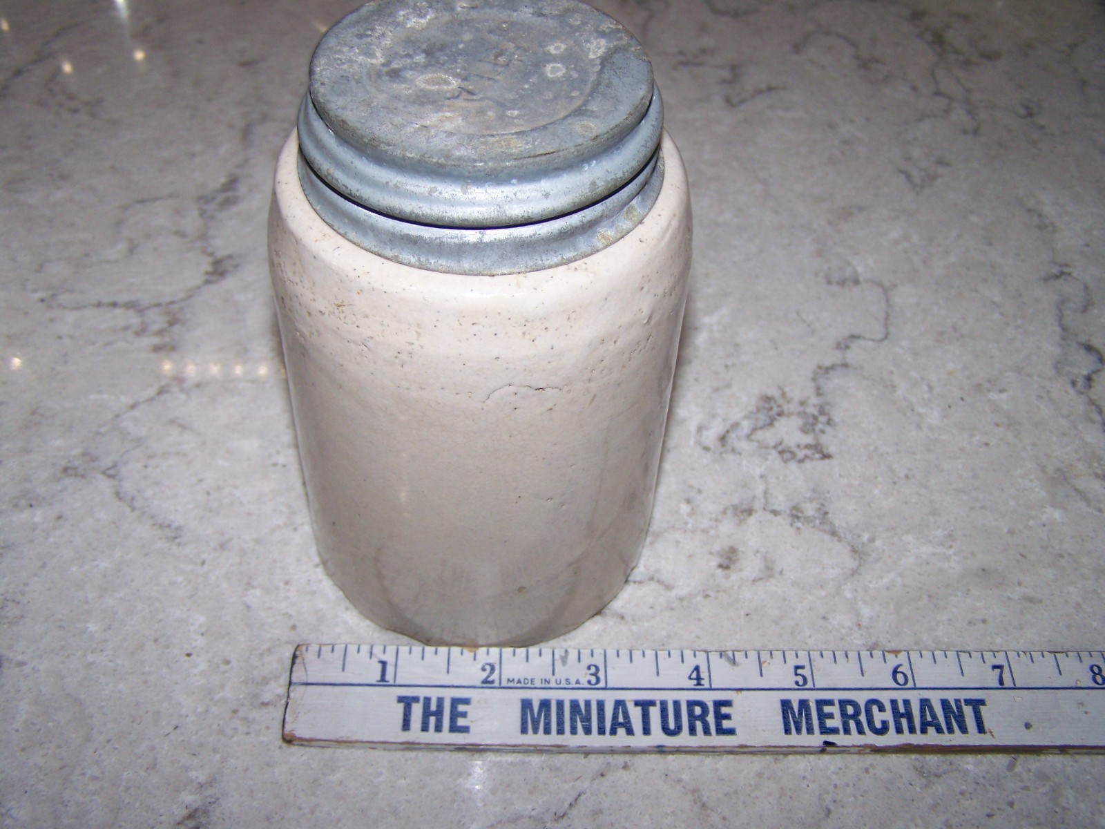 Antique Macomb Pottery Co Stoneware Crock/Jar & Boyd Zinc Lid Antique Macomb Pottery Co Stoneware Crock/Jar & Boyd Zinc Lid