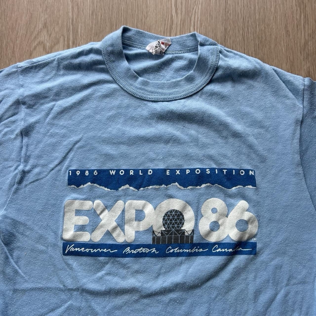 Vintage 1986 Expo 86 Vancouver Canada Blue Tshirt