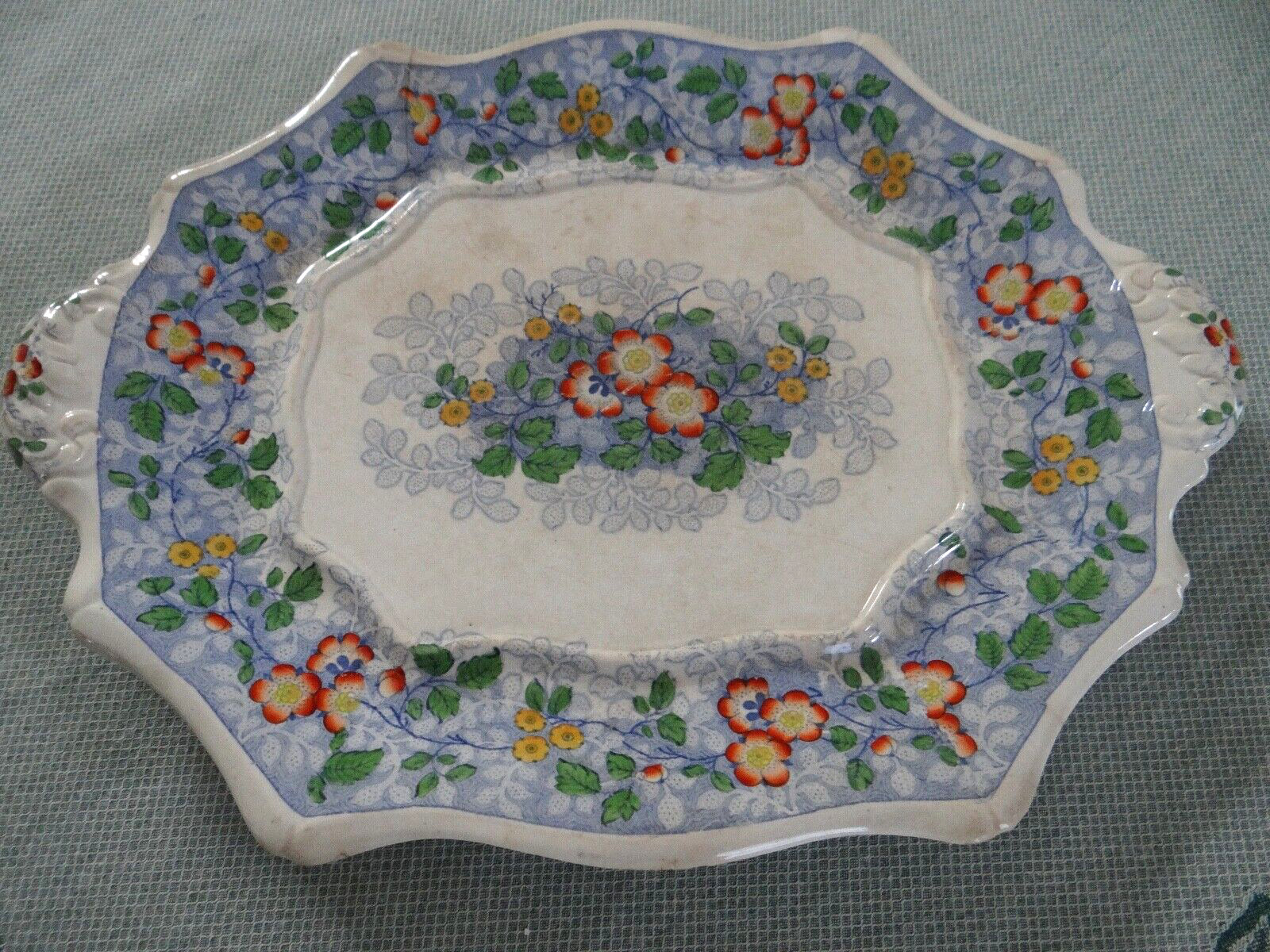 William Ridgway 629  Floral Blue Transfer ware Under Plate c. 1838-45