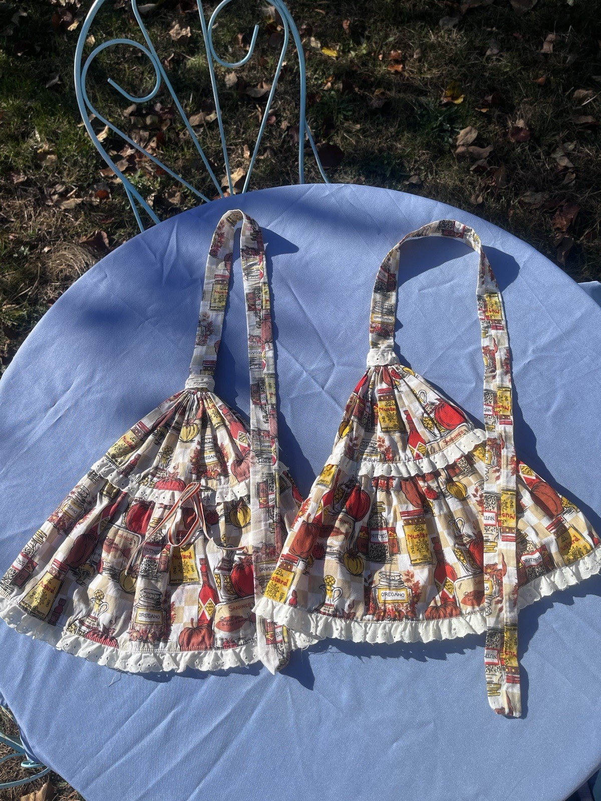 Vtg Mid Century Retro Kitchen And spice Jar Fabric Broom Covers Vtg Mid Century Retro Kitchen And spice Jar Fabric Broom Covers