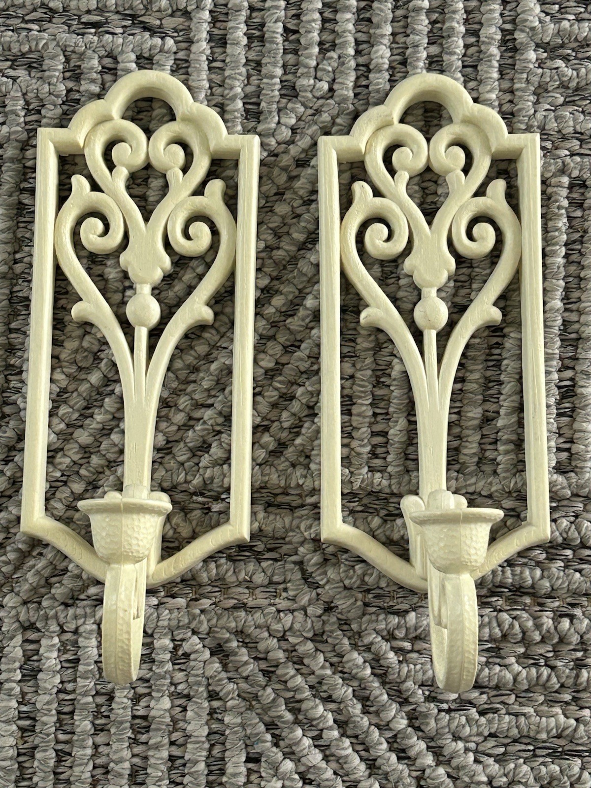 Vintage Pair Homco Wall Sconces Candle Holders Set Plastic White Vintage Pair Homco Wall Sconces Candle Holders Set Plastic White
